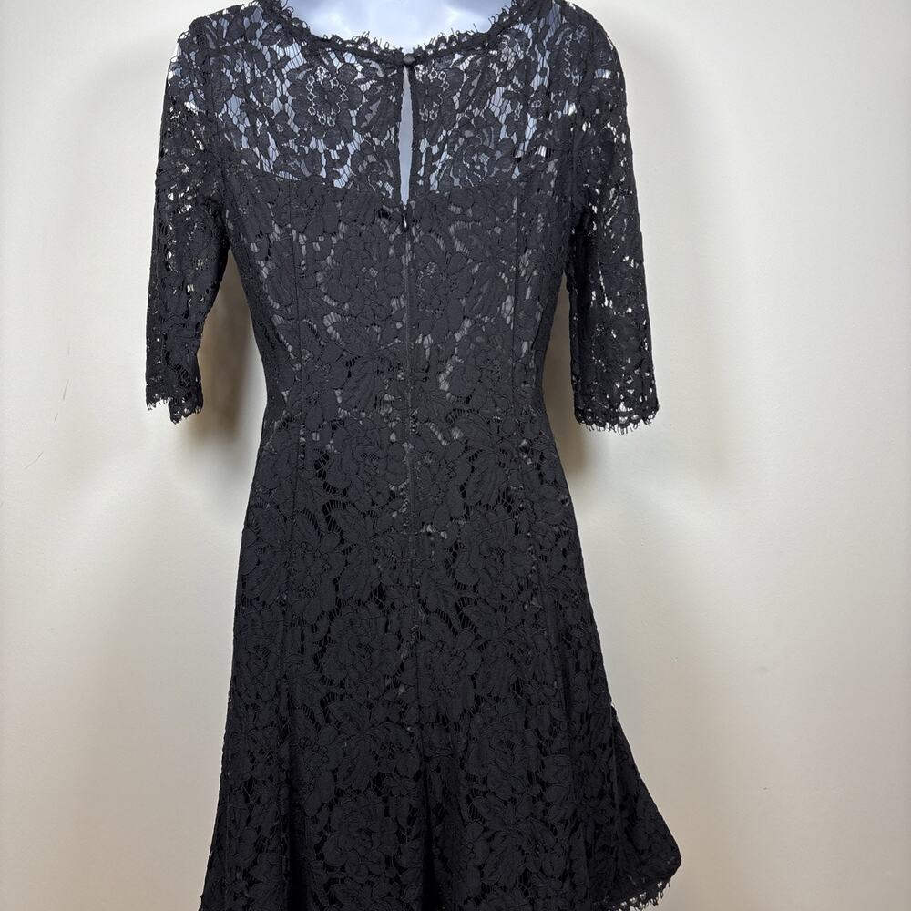 Eliza J Sheer Lace Overlay Black Cocktail Dress Sz 2 LBD Lined Goth Witchy - Picture 6 of 16